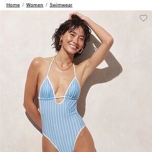 J crew Blue Striped Women's Swimsuit size 4